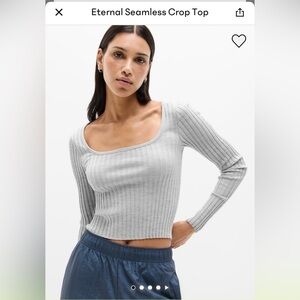 Athleta Eternal Gray Ribbed Seamless Crop Top size small